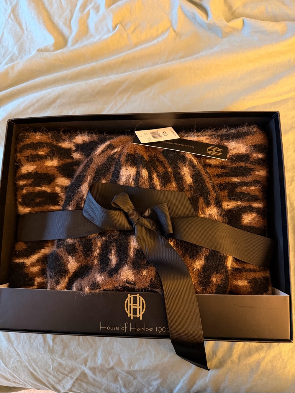 House of Harlow 1960 Leopard Print Faux Fur Wrap in Brown and Black